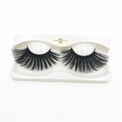 China 25mm Natural Mink Lead Eye Lashes 8D-09 1 Pair High Quality 8d Mink False Eyelashes Wholesale for sale