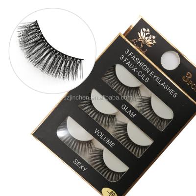 China Free Shipping 3D Long Natural 3 Pairs Long Natural Mink Eyelashes Handmade Lashes Private Label for sale