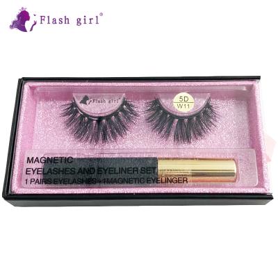 China W-11 5D Liquid Eyeliner Thick Magnetic Mink Eyelashes and Highlights Popular 1 Pair Tweezer Set with Package for sale