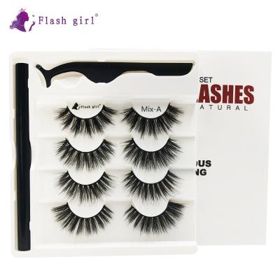 China Wholesale Thick Highlights Seller 3D Mink Eyelashes With Magic Self Adhesive Eyeliner And Handmade Tweezers Mink Lashes for sale