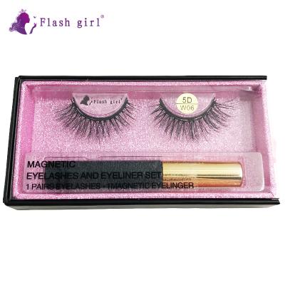 China Girl 5D-W06 1pair 5D Long Magnetic Liquid Eyeliner Instant Wholesale Natural Mink Eyelashes for sale