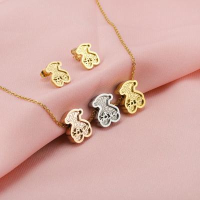 China Top quality bear jewelry set 2021 stainless jewelry earing sets and necklace set jewelry for sale