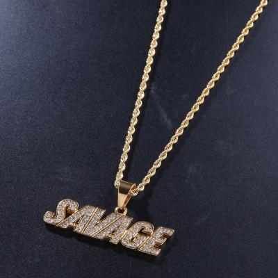 China Tongling TRENDY Letter Necklace Stainless Steel Necklace Customized Design Jewelry Initial Crystal Pendant Gold Plated Fashion Necklaces for sale