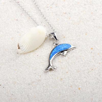 China Trendy Fashion Trendy Silver Crystal Custom Jewelry Dangle Dolphin Necklace Sapphire Necklace Sensitive Tongling Memorial Necklaces for sale