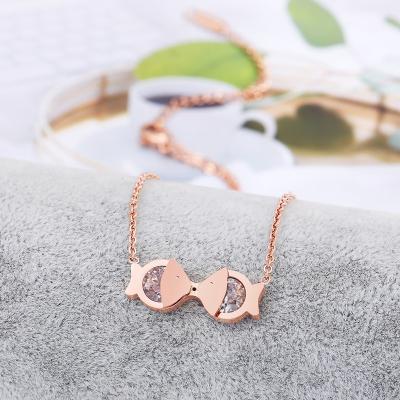 China TRENDY Tongling necklace xoxo necklace set fish couple chains stainless steel pendant for women custom necklaces for sale