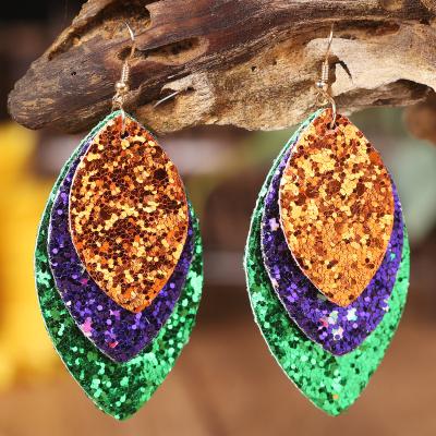 China 2022 bling CLASSIC Leather Mardi Gras fashion drop earring Tongling circle earrings long big new earrings for sale