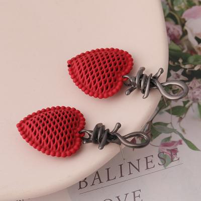 China Wholesale Zinc Alloy Earring Fashion Jewelry Tongling Earrings Women Heart Channel Stud Earrings Designer Red Heart Statement Statement for sale