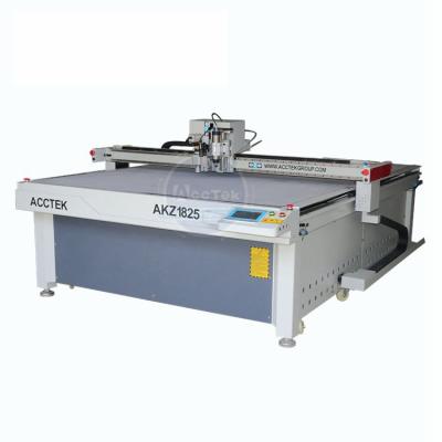 China Fast speed Jinan acctek 1825 cnc knife slitter oscillating double heads cutting tectile cloth fabric fur for sale