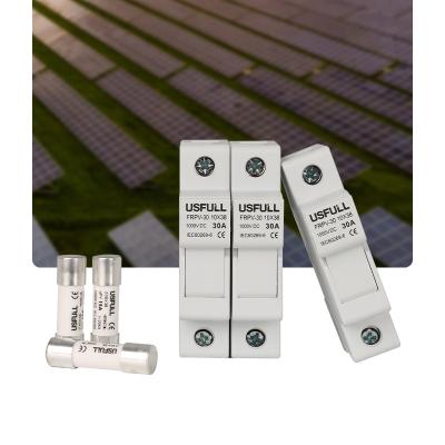 China 10*38 Single Phase Solar System USFULL Solar DC Fuse Solar Power And Photovoltaic Fuse Holder 1000V 1200V 15A 20A 25A 32A for sale