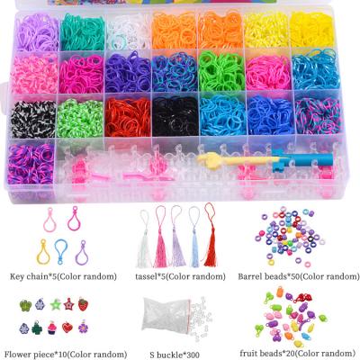 China Small Diy Mini Cartoon Colorful Woven Rubber Band Box Set Woven Children's Toy Bracelet Making Color Rubber Band Kit for sale