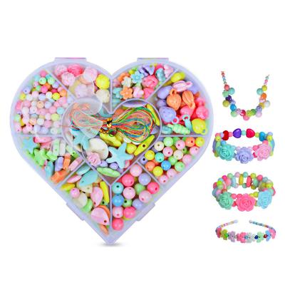 China Creative Colorful Acrylic Beads DIY Handmade Beaded Toys Girls Puzzle Beaded Bracelet Necklace Set For Girl Toy Gift for sale