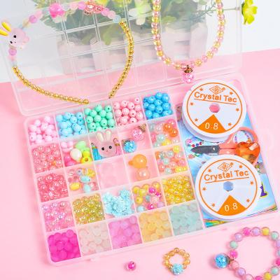 China 25 Grid Diy Acrylic Children's Toy Beads Set Girls Bracelet Beaded Necklace Beads Material For Kids Jewelry Making for sale