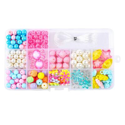 China Diy Beaded Acrylic Kids Toys Necklace Bracelet Jewelry Making Toys Loose Beads Set for sale