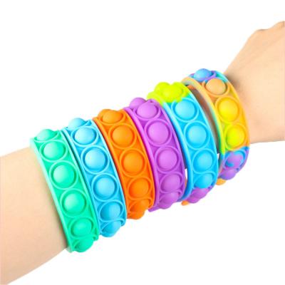 China Children's Decompression Toys Trigger Wristband Wiggle Toys Adult Children Portable Push Bubble Trigger Silicone Finger Press Wiggle Sensory Toys for sale