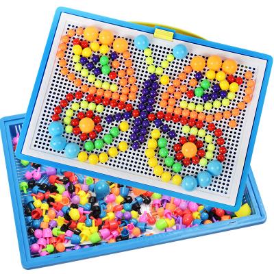 China Cartoon Toy Customizable Plastic Puzzle Pegboard Kids Sprinkle Nails Educational Colorful DIY Building Bricks Creative Puzzle Toys for sale