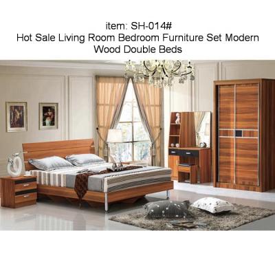 China Hot Sale Storage Living Room Bedroom Furniture Set Modern Wooden Double Beds for sale