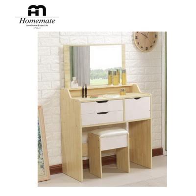 China Nordic KD Design Girls Bedroom Furniture Easy Assembling Wooden Dressing Table With Mirror And Stool for sale