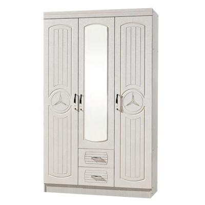 China PANEL Cheap Price PVC Mirrored Clothes Wardrobes Modern Bedroom Furniture Wardrobe for sale