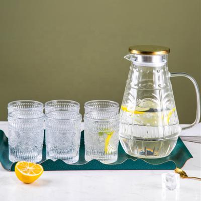 China Sustainable Glass Jug And Cup Set For Home Decoration Juice Cups Drinking Set Wholesale for sale