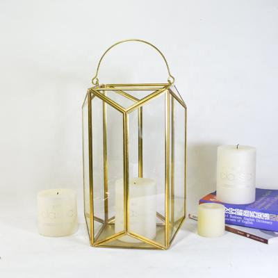 China Home/Garden WONDER Copper Lantern Candle Holder Frame Metal Hanging Glass Candle Holders For Garden for sale