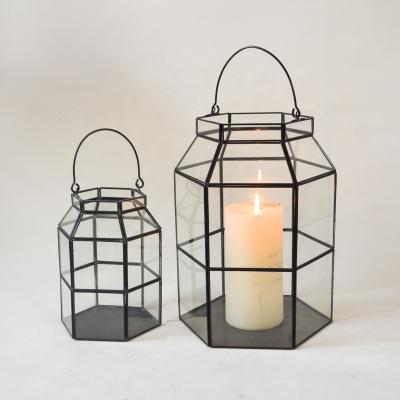 China Home/Garden ASK YOURSELF Glass Decoration Iron Retro Hanging Storm Lantern Sconce for sale