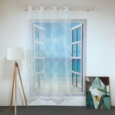 China BLACKOUT DESIGN SUPER HOT SALE NICE EURO STYLE GEOMETRIC EMBROIDERY PANEL SHEER CURTAIN FOR LIVING ROOM AND HOTEL SAIL EMD-37 for sale