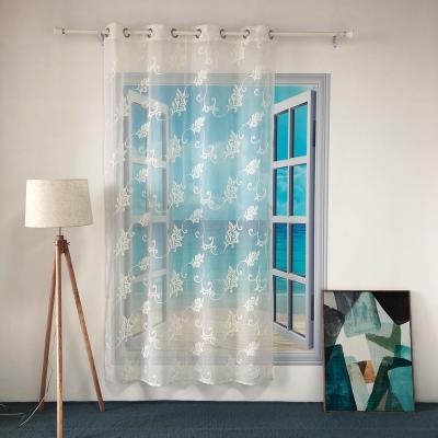 China Blackout CHINA FACTORY SUPPLY 100% PURE POLYESTER WHITE FLOWER TULLE EMBROIDERY PANEL CURTAIN FOR LIVING ROOM AND HOTEL SAIL EMD-7 for sale