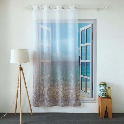 China BLACKOUT KEQIAO CHINA POLYESTER SAIL SINGLE TROLLEY PLANTS GRADIENT PRINTING PURE CURTAIN PT-7 PANEL TULLE for sale