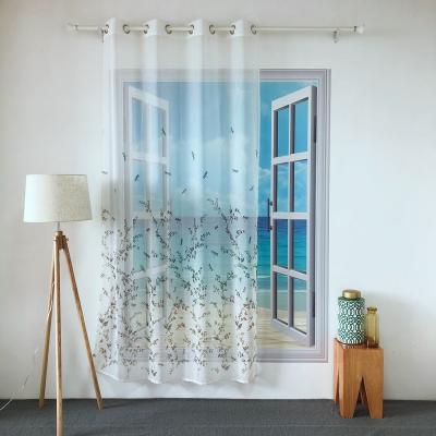 China BLACKOUT KEQIAO CHINA POLYESTER PLAIN SAIL CARRIAGE FACTORIES FLOWER DRAGONLFY PRINTING PURE SUMMER PT-13 PANEL CURTAIN SPRING TULLE for sale