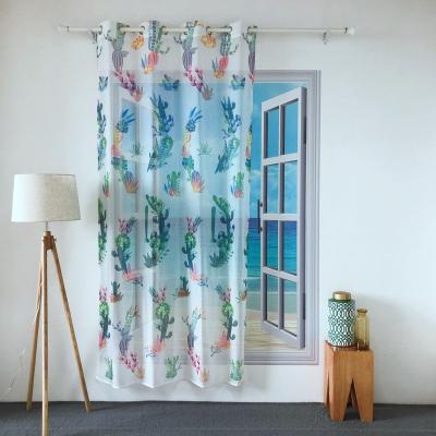 China BLACKOUT KEQIAO CHINA POLYESTER SAIL SINGLE TROLLEY PLANTS CACTUS PLANTS PRINTING PURE SUMMER PT-21 PANEL CURTAIN SPRING TULLE for sale