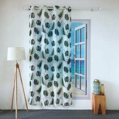 China BLACKOUT KEQIAO CHINA POLYESTER TULLE VOILE WHOLESALE GREEN LEAVES PANEL PRINTING SHEER CURTAIN FOR HOTEL SUMMER HOME SPRING PT-24 for sale