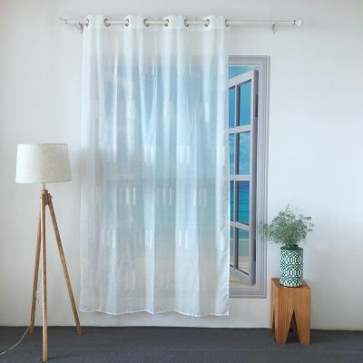 China HOT SELLING SHEER BLACKOUT COTTON CANVAS LOOK WHITE GEOMETRIC JACQUARD PANEL CURTAIN FOR LIVING ROOM AND HOTEL JH-10 TULLE for sale