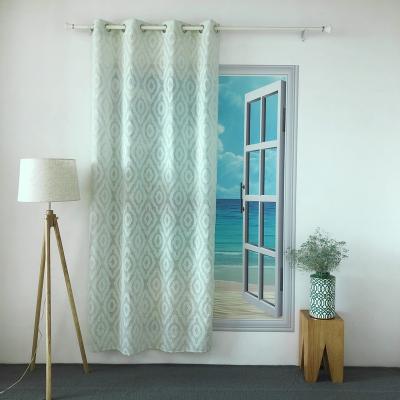 China BLACKOUT KEQIAO CHINA EUROPEAN STYLE GREEN POLYESTER GEOMETRIC JACQUARD VOILE PURE PANEL CURTAIN FOR LIVING ROOM AND HOTEL JH-9 TULLE for sale