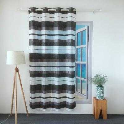 China HOT SALE JH-6 BLACK AND WHITE STRIPE GEOMETRIC JACQUARD BLACK AND WHITE STRIPE JACQUARD BLACK AND WHITE GEOMETRIC JACQUARD BLACKOUT KEQIAO CHINA POLYESTER VOILE CURTAIN HOT SELLING CURTAIN for sale