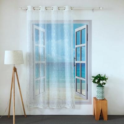 China NEWEST SILVER VOILE POLYESTER DESIGN BLACKOUT FANTASY LU PANEL SHEER CURTAIN WHITE DEWDROP RAINDROPS FOR LIVING ROOM AND HOTEL DDR-1 TULLE for sale