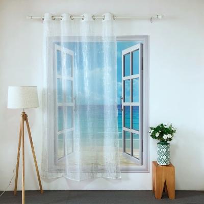 China Blackout KEQIAO NEW DESIGN POLYESTER VOILE SILVER WHITE DEWDROP PRINTED PANEL GEOMETRIC SHEER CURTAIN FOR LIVING ROOM HOTEL DDR-8 TULLE for sale