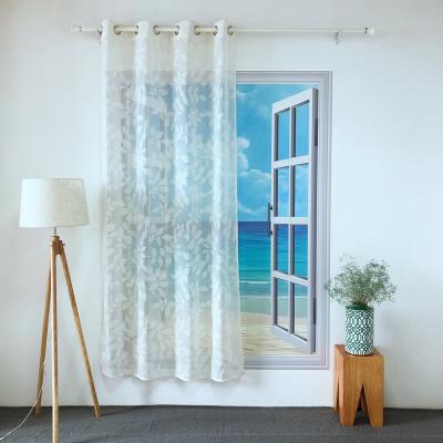 China HOT SELLING POLYESTER BLACKOUT KEQIAO RAYON CART WHITE LRAVES GRILL PURE PANEL READY-MADE CURTAIN FOR LIVING ROOM HOTEL BT-5 TULLE for sale