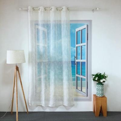 China BLACKOUT KEQIAO CHINA NICE DESIGN POLYESTER SINGLE VEIL TROLLEY WHITE FLOWERS GOOD PRICE LN-3 TULLE LOOK LOOK PURE LINEN CURTAIN PANEL for sale