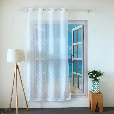 China Blackout KEQIAO CHINA SHIPPING AND HANDLING - WHITE GEOMETRIC JACQUARD PURE PANEL VEIL CART TULLE POLYESTER 3 READY MADE CURTAIN FOR LIVING ROOM HOTEL for sale