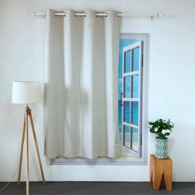 China BLACKOUT KEQIAO CHINA POLYESTER PRICE BK-1 GOOD BLACKOUT DESIGN JACQUARD SINGLE CURTAIN WHITE CREAM SINGLE INTERESTING PANEL for sale