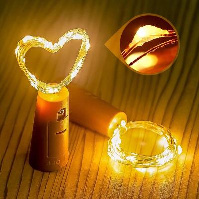 China Wine Bottle Light CE ROHS Certificated 2m Holiday 20leds Decoration LED Plastic Copper Bottle Cork Light for sale