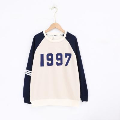 China High quality anti-pilling cropped thicken boy pullover T-shirt kids 1997 letter printing baseball style T-shirt OEM boy O-neck winter clothes for sale