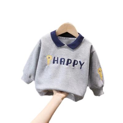 China Winter 2-7y Autumn Children Sweatshirts Kids Baby Boy Fleece Anti-pilling Striped Long Sleeve T-Shirt Warm Boys Styles POLO Collar Pullover for sale