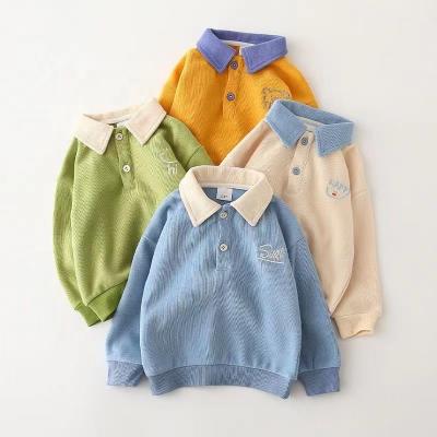 China Anti-pilling Boys Toddler Thickened OEM POLO Fleece Wholesale Kids POLO Collar Tops Long Sleeve Warm T-shirt Pique Kids Winter Wear for sale