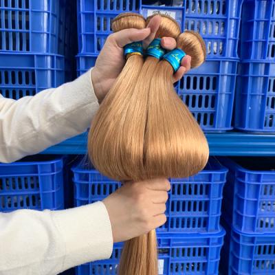 China Silky Straight Wave Wholesale 27# Top Cuticle Aligned Virgin Hair, Hair Color 27#, 10a Grade 8-30 Inch Brazilian Hair for sale