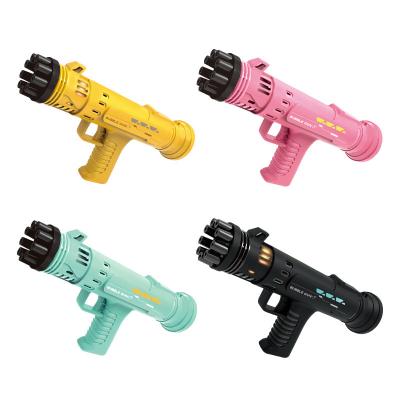 China 8 Holes Plastic Bubble Machine Gun Toys Automatic Bubble Gun Light Bubble Launcher For Kids Family Play Outdoor Garden for sale