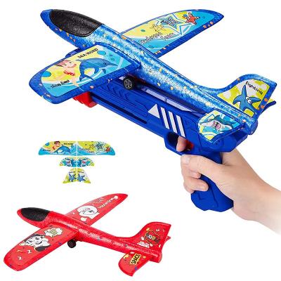 China Hot Sale Electronic Children's Toy Foam Glider Airplane Launcher Gun Slingshot Airplanes Gun Set Outdoor Hand-thrown Launching Model Toys for sale