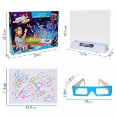 China Children Playing 3D Drawing Board Mini Magic Protection LED Luminous Light Drawing Board Early Childhood Kindergarten Education Gift For Children for sale