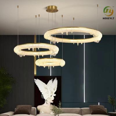 China Quarto moderno postmoderno do diodo emissor de luz Ring Chandelier Clear Amber For à venda