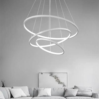 China Metal Acrylic Aluminum Modern Pendant Light LED Ring Chandeliers Simple for sale